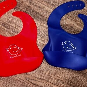 Red and Blue Silicone Baby Bibs